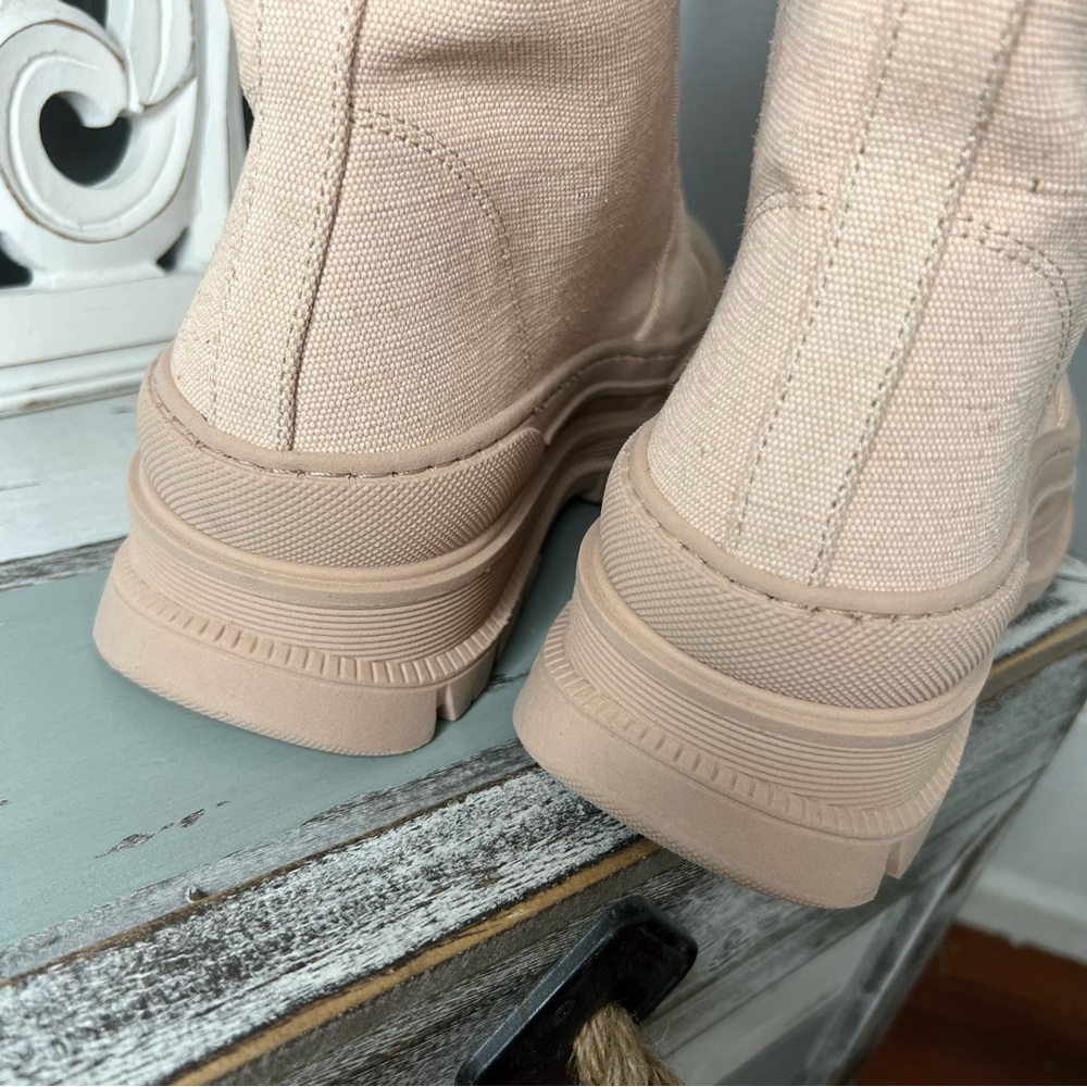 Free People Combat Boot Camp Out Canvas NWT Lace Up Boot Natural - Picture 6 of 13